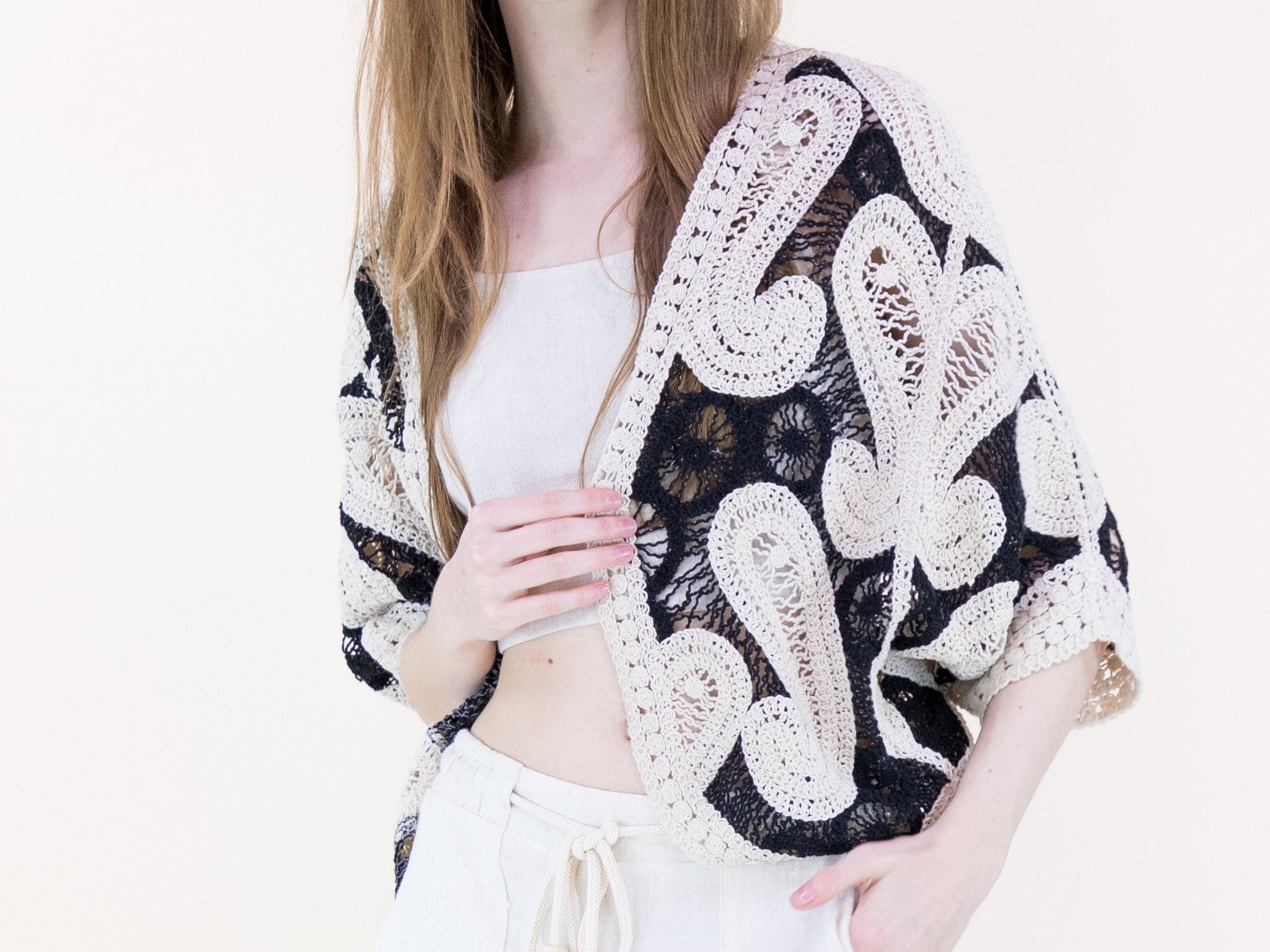 BLACK COTTON PAISLEY CARDIGAN | Trendy Shore